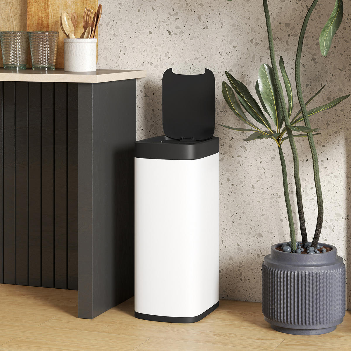 KÜCHENABFALLEIMER Creme Sensor Anti-Fingerprint 50L - Creme, Metall (35.5/68/26.5cm) - PANGIVO