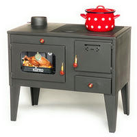 KAMINOFEN mit Backfach und Herdplatte 7,5 kW 93933 - Schwarz, Holz (83/76/47cm) - DanDiBo
