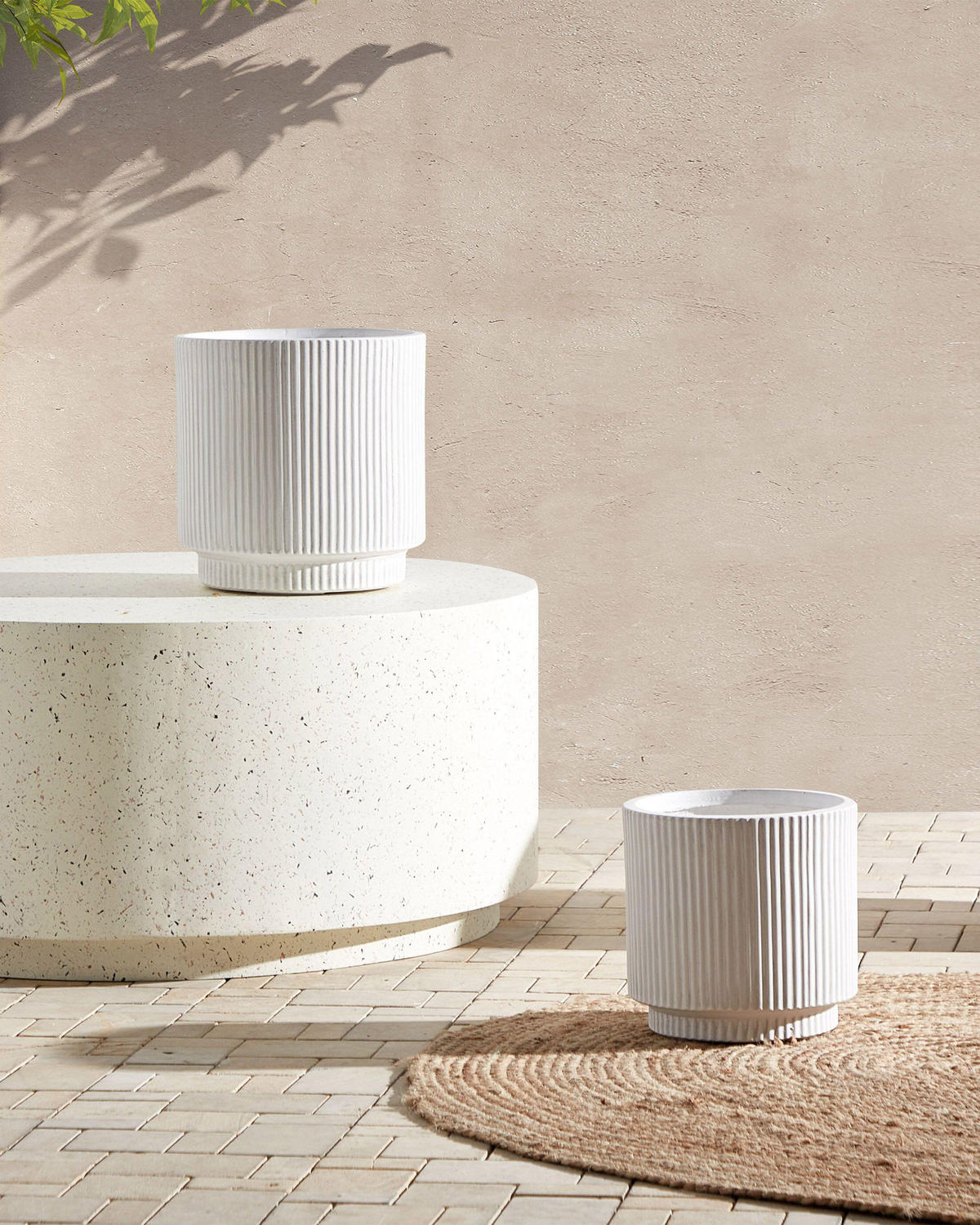 BLUMENTOPF Weiß Daria - Weiß, Naturmaterialen (30cm) - Beliani