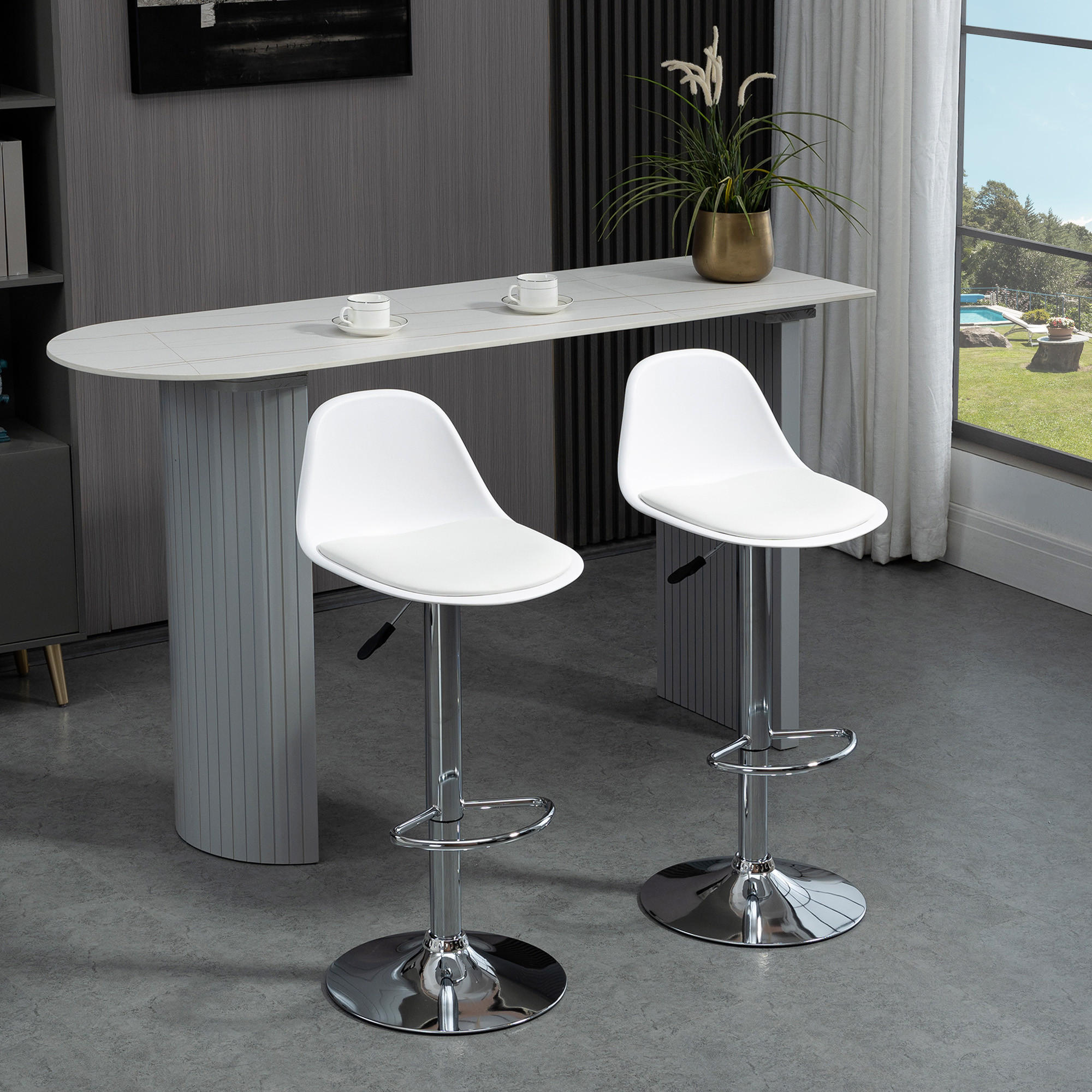 BARHOCKER, Kunstleder, Kunststoff, Weiß - Weiß, Kunststoff (42/104/40cm) - HOMCOM
