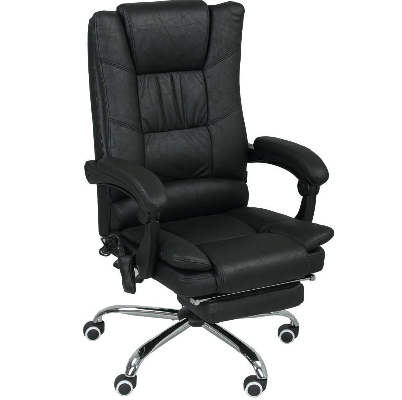 Redom MASÁŽNÍ kancelářská židle 64/70/110-118 cm s vyhříváním, vibracemi a podnožkou, polyester, Černá