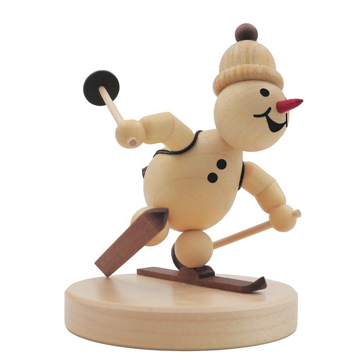 HOLZFIGUR Schneemann Junior laufender Biathlet auf Sockel 9 cm - Multicolor, Holz (7/1/0.1cm)