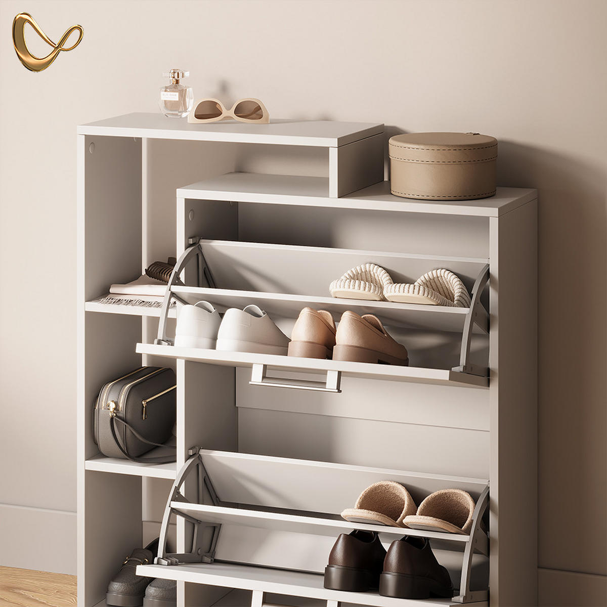 SCHUHKIPPER Ortello Weiß 24.5 x 90 cm - Weiß, Holzwerkstoff (24.5/90/80cm) - Livinity®