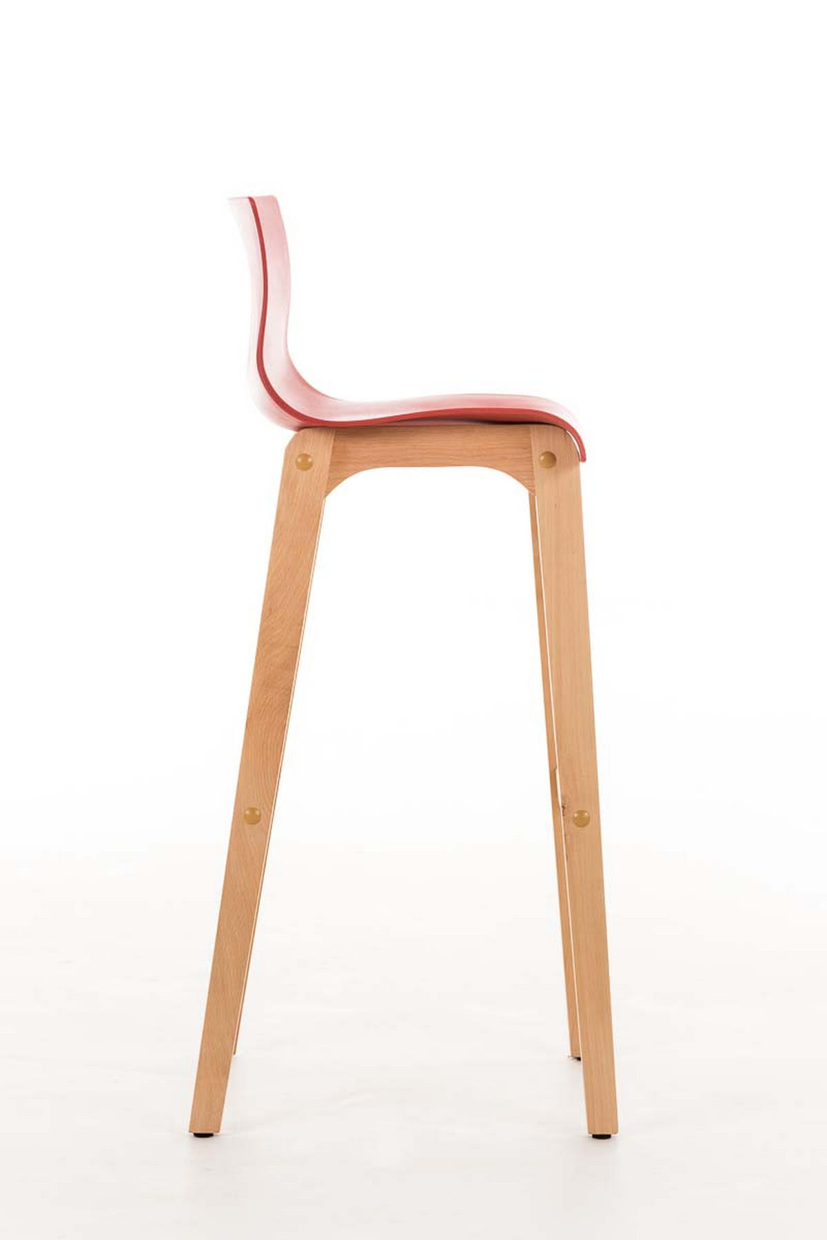 BARHOCKER Holz rot - Eukalyptusholzfarben/Rot, Holz (41/101/46cm) - CLP