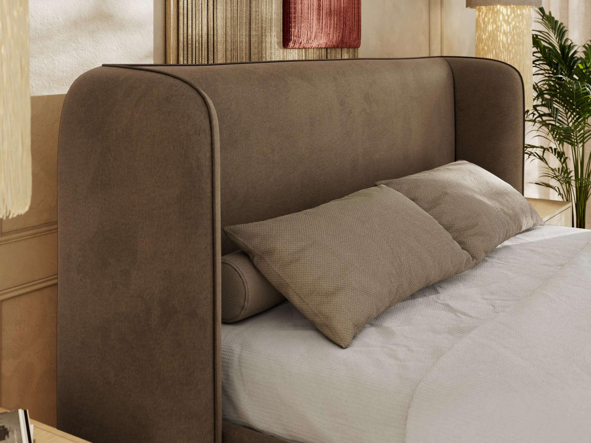 POLSTERBETT EMORA CLASSIC 160/200 - Braun Velvet - Pocket-Matratze - Braun, Textil (160/200cm) - MKS