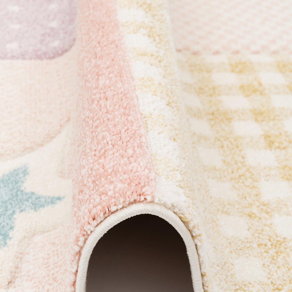 KINDER TEPPICH MAUI KIDS KARO STARS - Rosa, Textil (120/170cm) - Pergamon
