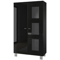 VITRINE Denjo Tür in Schwarz Hochglanz - Schwarz Hochglanz, Holzwerkstoff (71/129/35cm) - Vladon