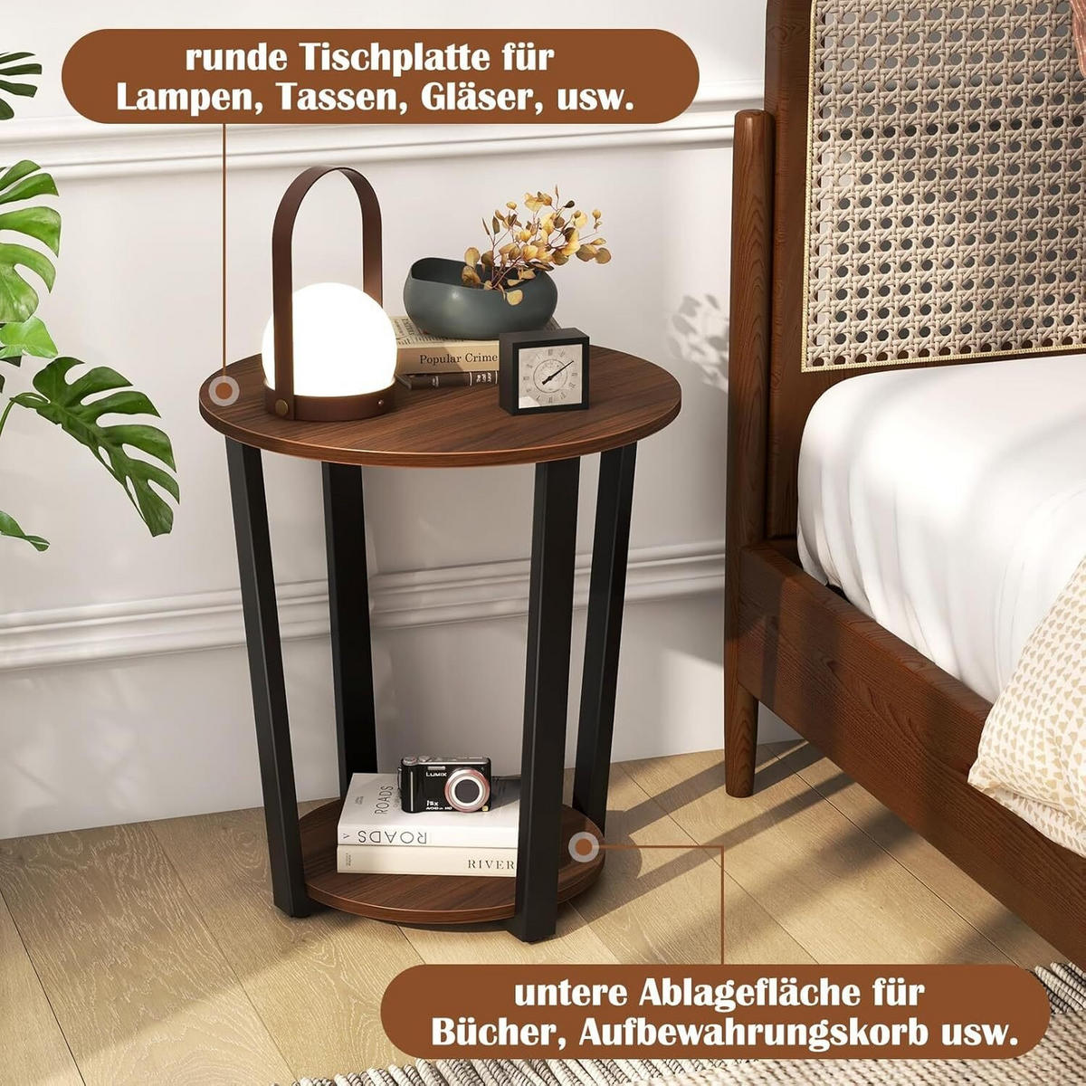 BEISTELLTISCH 56cm Walnuss - Walnussfarben, Holz (50/50/56cm) - COSTWAY