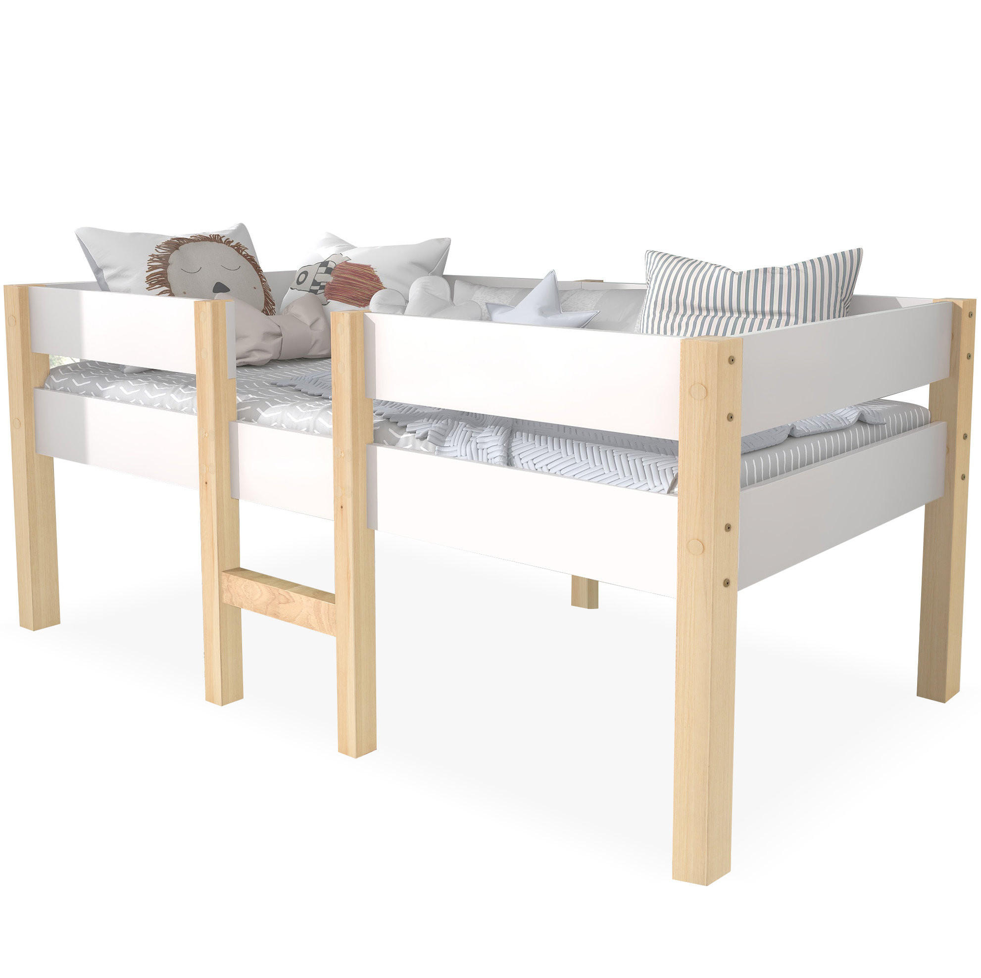 HAUSBETT 90/190 cm Weiß aus Kiefer-Massivholz mit Rausfallschutz - Weiß, Holz (90/200cm) - OKMYHOME