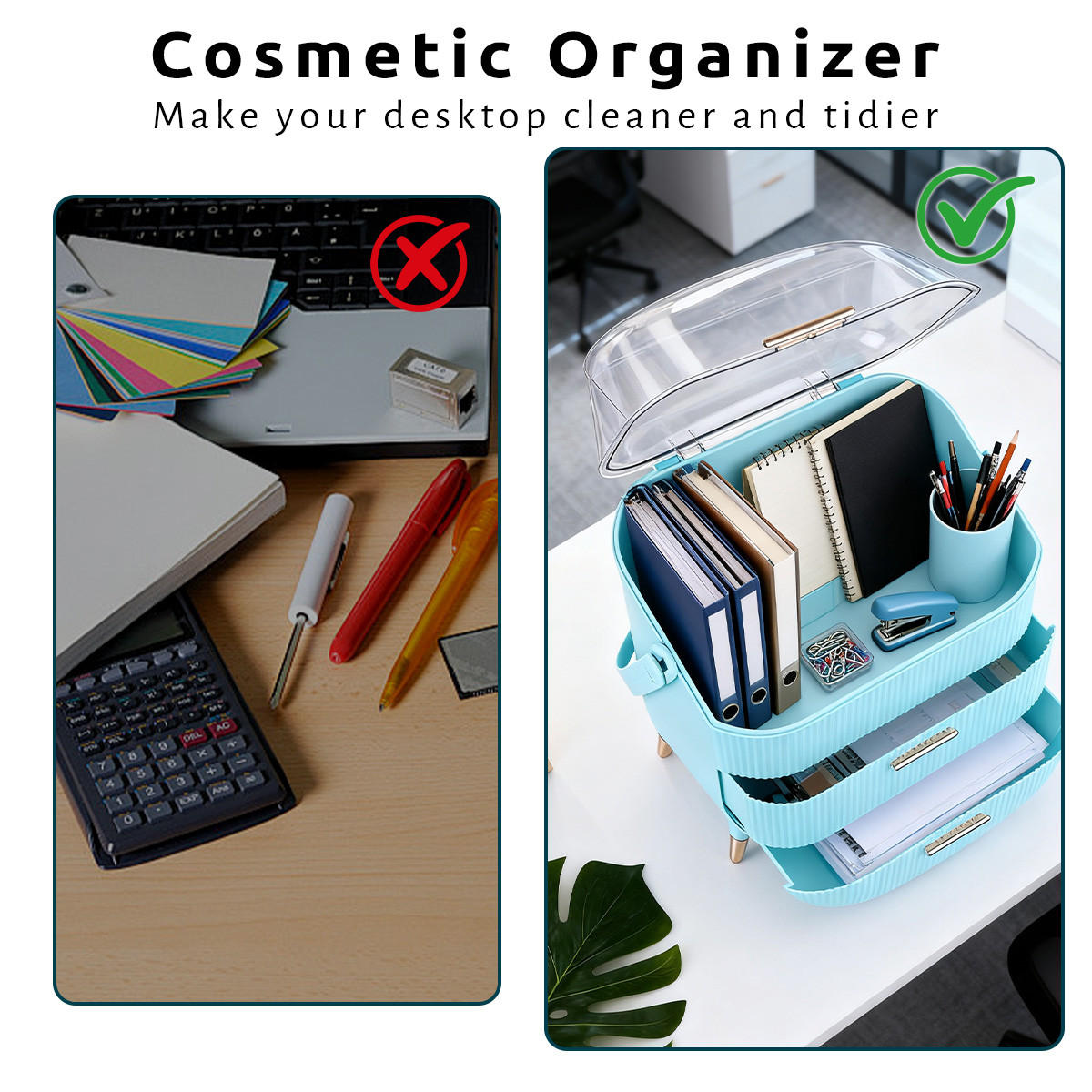 KOSMETIK ORGANIZER Seraphina 29/19/38 cm - Hellblau, Kunststoff (19/38/29cm) - ZMH