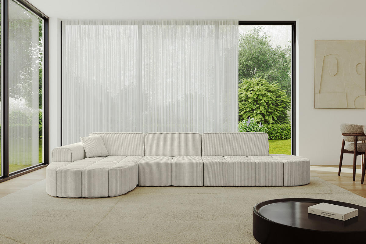 ECKSOFA Ottomane Links LIVO-L2 - 337x173x79,5 cm Hellgrau - Hellgrau, Holzwerkstoff/Textil (337/173cm) - ALTDECOR