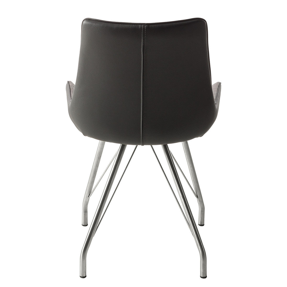 POLSTERSTUHL - 2er-Set - Kunstleder / Edelstahl - Silberfarben/Grau, Kunststoff/Textil (54/87/60cm) - home24