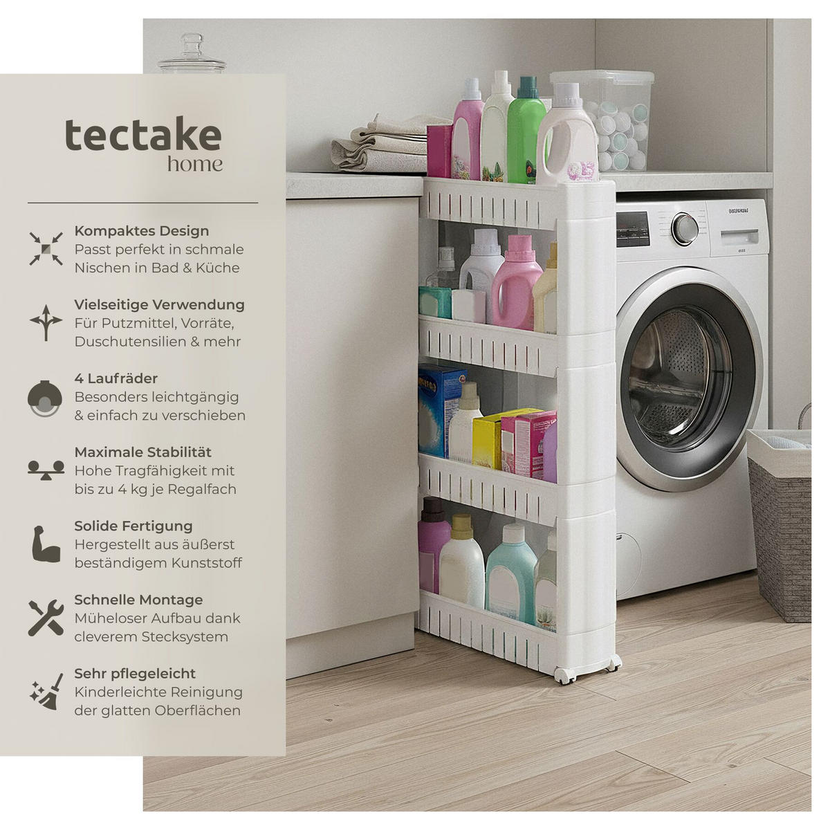 NISCHENREGAL Joe, 54 x 12 x 101 cm , weiß - Weiß, Textil (12/101/54cm) - tectake