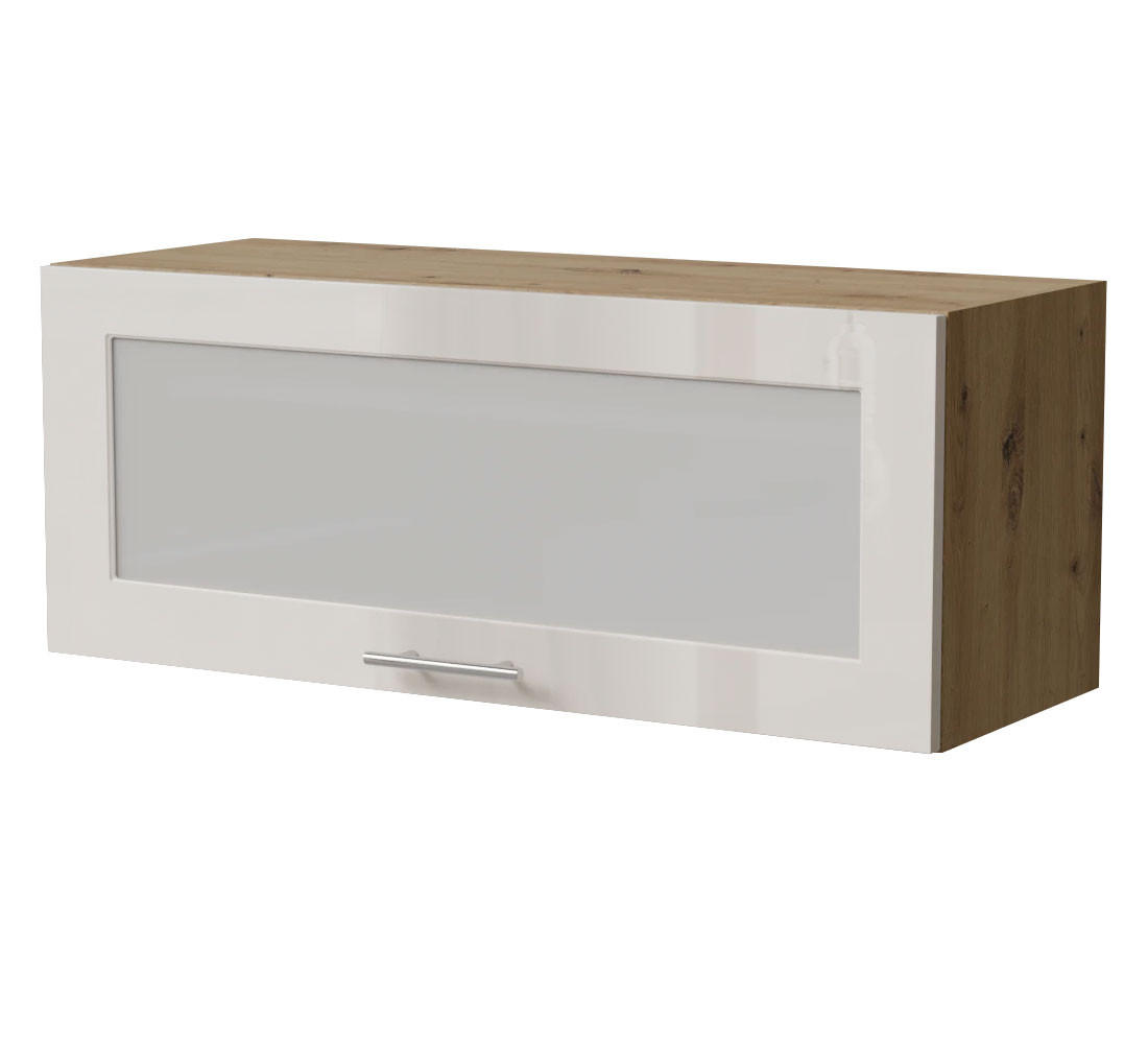 KLAPPHÄNGESCHRANK Brerra W4BS/90 WKF Eiche Artisan / RAL 9001 creme Hochglanz 90 / 32,5 / 36cm - Creme/Eiche Artisan, Holz/Holzwerkstoff (90/36/32.5cm) - Feldmann-Wohnen