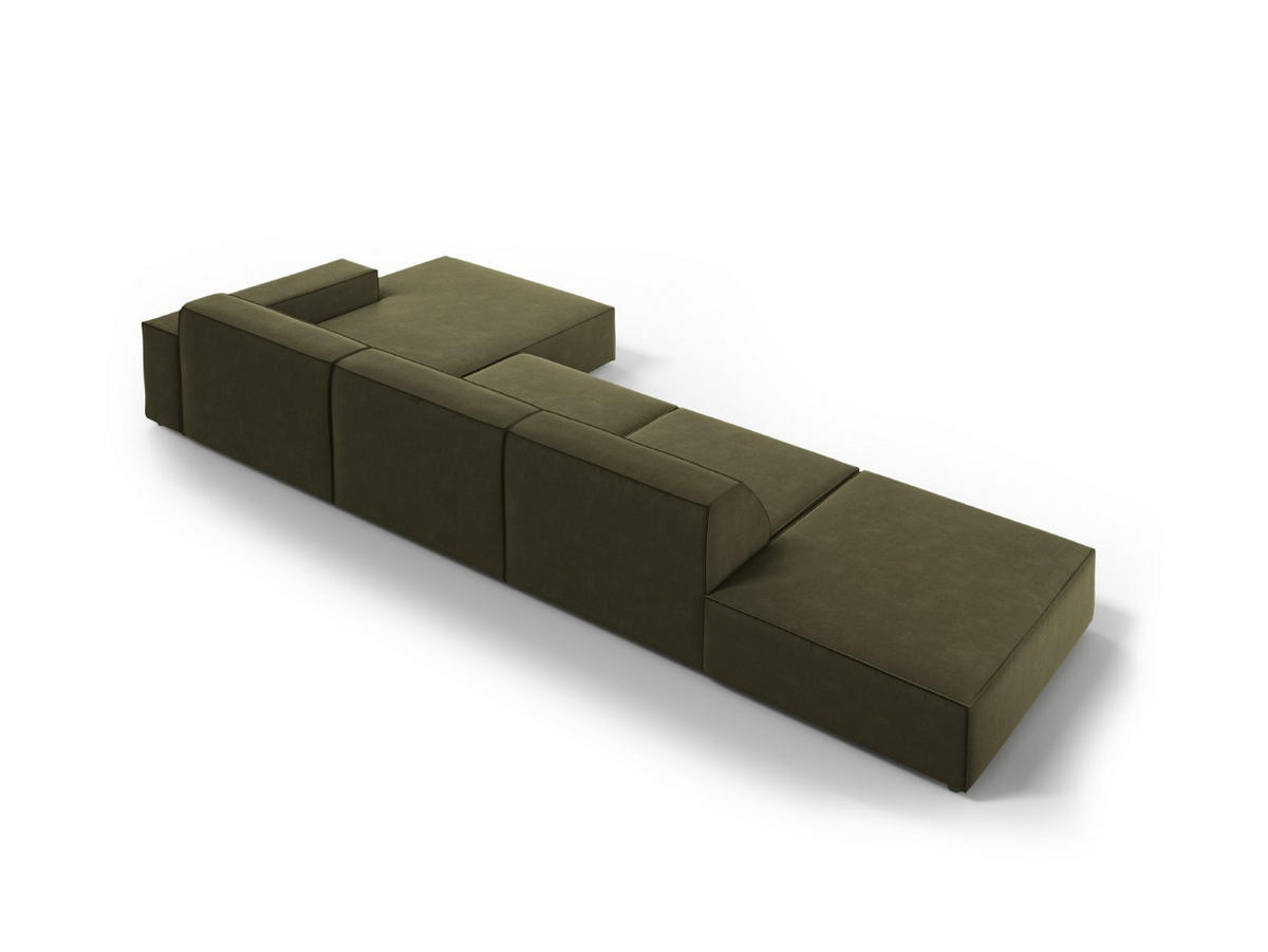 ECKSOFA rechts Jodie aus Samt grün 5 Sitzplätze - Grün, Textil (166/341cm) - Micadoni