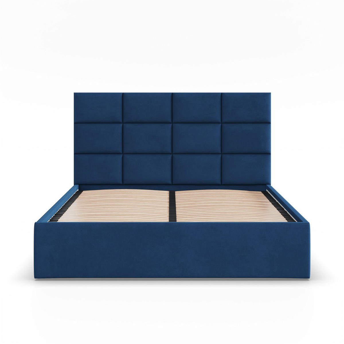 POLSTERBETT MIT KOPFTEIL ohne Bettkasten 180x200 YORK, Blau - Dunkelblau, Textil (180/200cm) - Mebligo