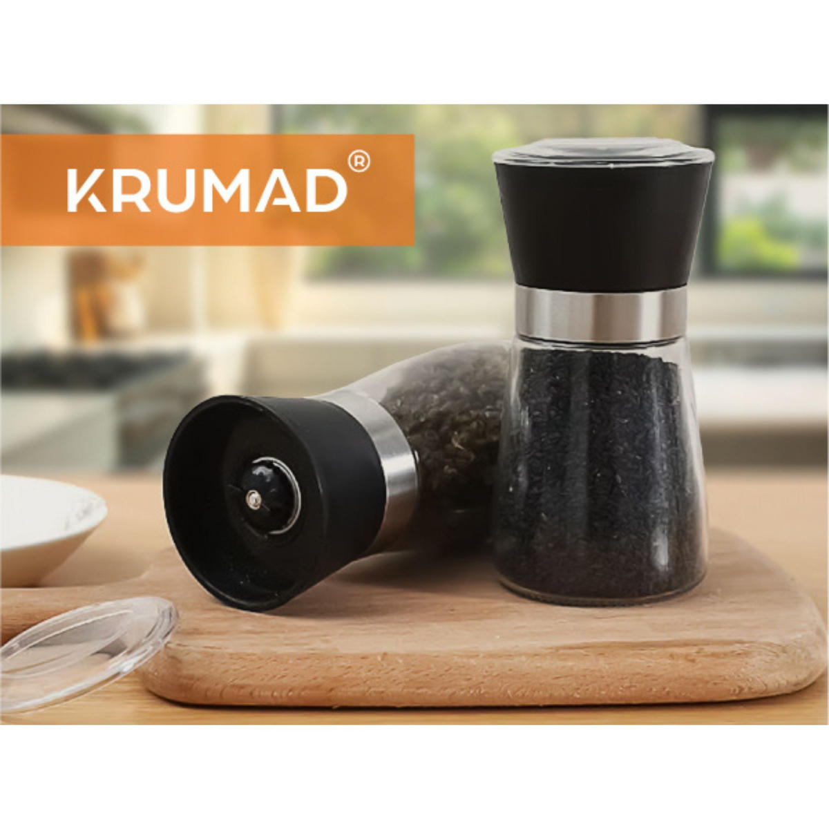GEWÜRZMÜHLE Salz & Pfeffer 2er-Set - Transparent, Glas (5/10/5cm) - KRUMAD