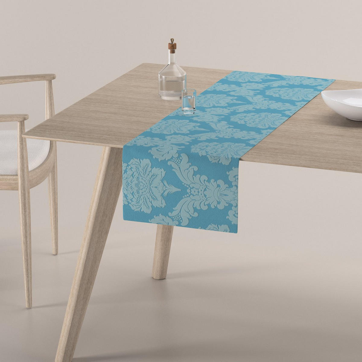 TISCHLÄUFER Damasco, blau, 40x130 cm - Blau, Textil (40/130cm) - Dekoria