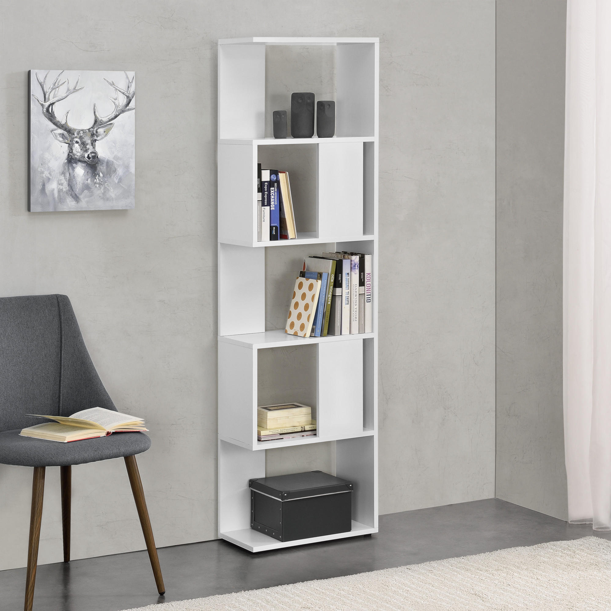 BÜCHERREGAL Aneby - Weiß, Holzwerkstoff (45/159/23.5cm) - [en.casa]