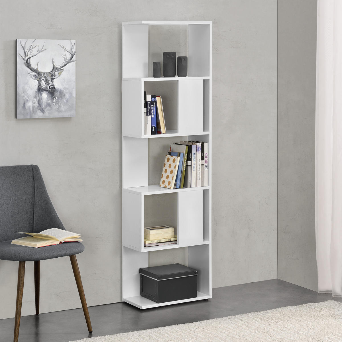 BÜCHERREGAL Aneby - Weiß, Holzwerkstoff (45/159/23.5cm) - [en.casa]