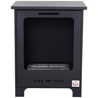 ETHANOL-KAMIN 0,9 L Bio-Ethanol-Brenner 3 Stdn. Brenndauer kein Rauch Metall - Schwarz, Metall (30/50/40cm) - HOMCOM
