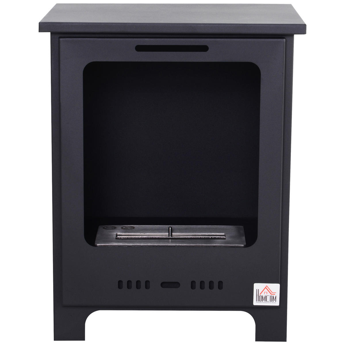 ETHANOL-KAMIN 0,9 L Bio-Ethanol-Brenner 3 Stdn. Brenndauer kein Rauch Metall - Schwarz, Metall (30/50/40cm) - HOMCOM