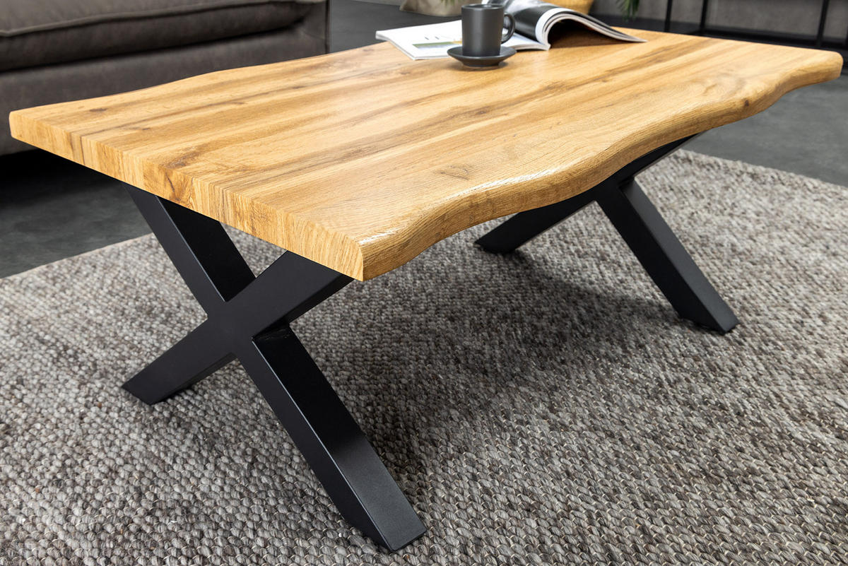 COUCHTISCH WILD Wildeiche rechteckig Braun|Schwarz 90cm - Schwarz/Braun, Holz/Metall (60/90/39cm) - riess-ambiente