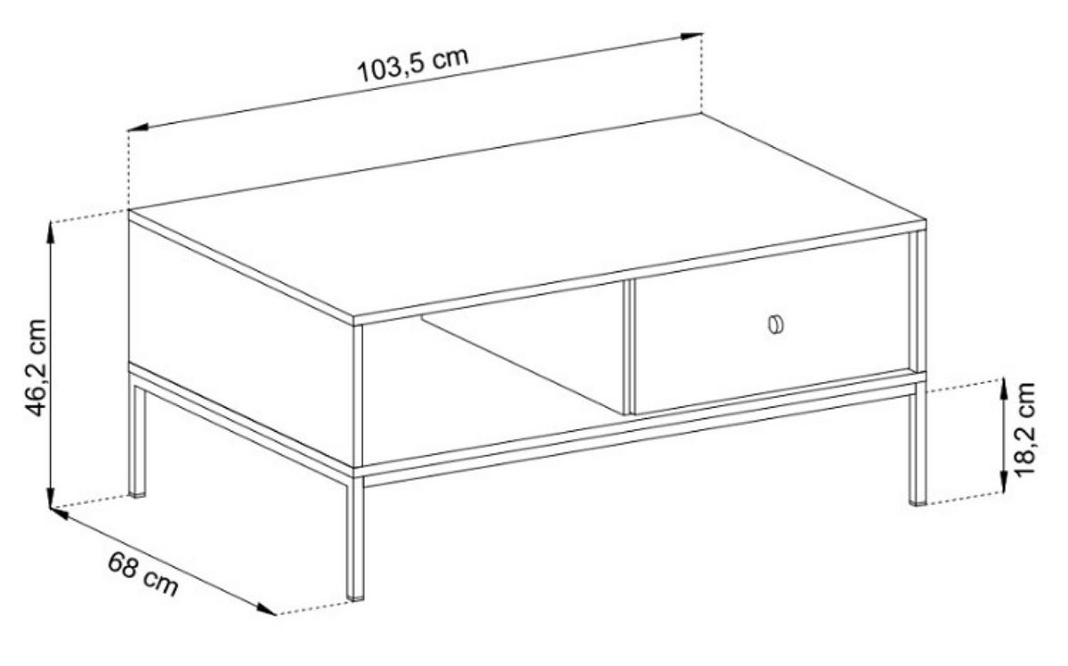 COUCHTISCH Granat Monako Mit Schwarzem Gestell - Blau/Schwarz, Holzwerkstoff (1/68/46.2cm) - Sepro Meble