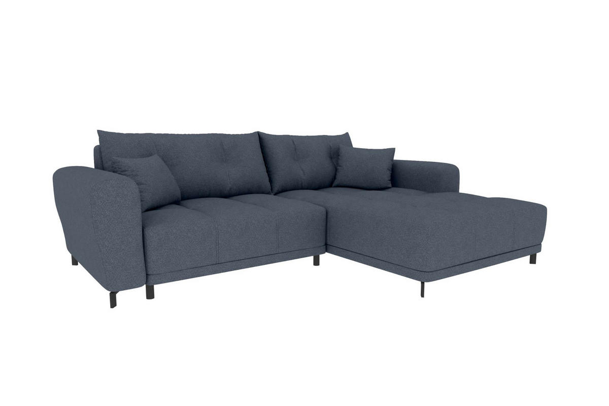 ECKSOFA Massimo Strukturstoff Dunkelblau inkl. Schlaffunktion Rechts - Schwarz/Dunkelblau, Textil/Metall (246/177cm) - 99rooms
