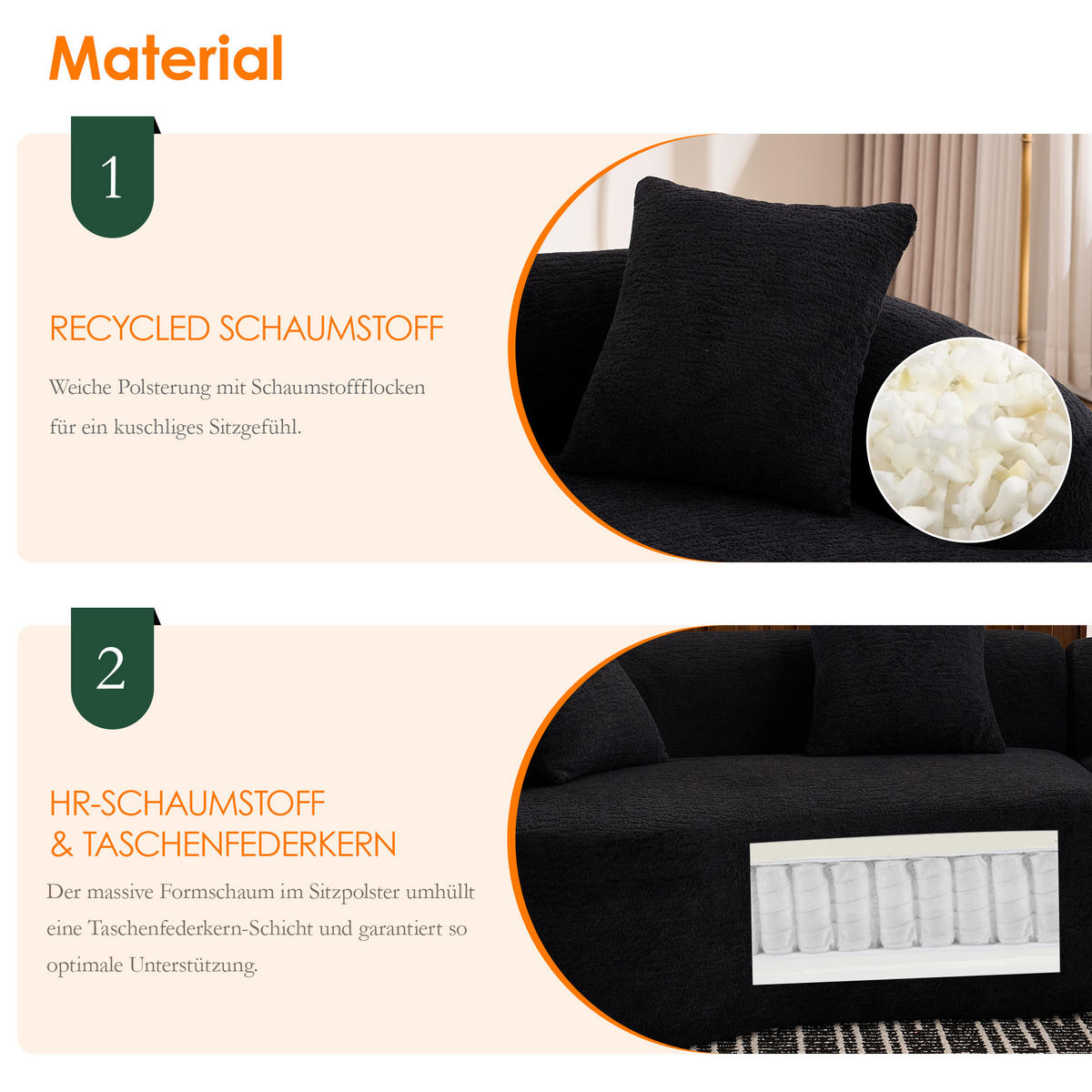 ECKSOFA 275/115/63 cm Schwarz Chenille - Schwarz, Textil (275/115cm) - Oxeza