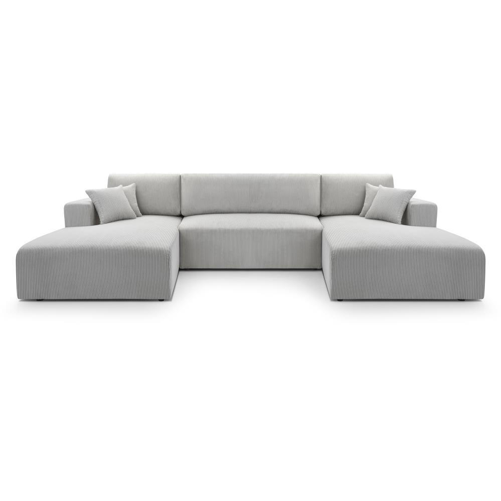 WOHNLANDSCHAFT Corso U 365 cm hellgrau - Hellgrau/Schwarz, Textil (364/84/187cm) - Beautysofa