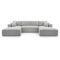 WOHNLANDSCHAFT Corso U 365 cm hellgrau - Hellgrau/Schwarz, Textil (364/84/187cm) - Beautysofa