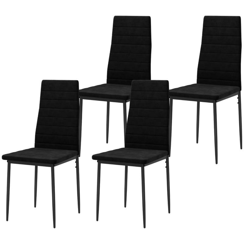 STUHL-SET DE-36047 4 Stück mit Metallbeinen Schwarz - Schwarz, Metall (41/97/54cm) - ComfortXL