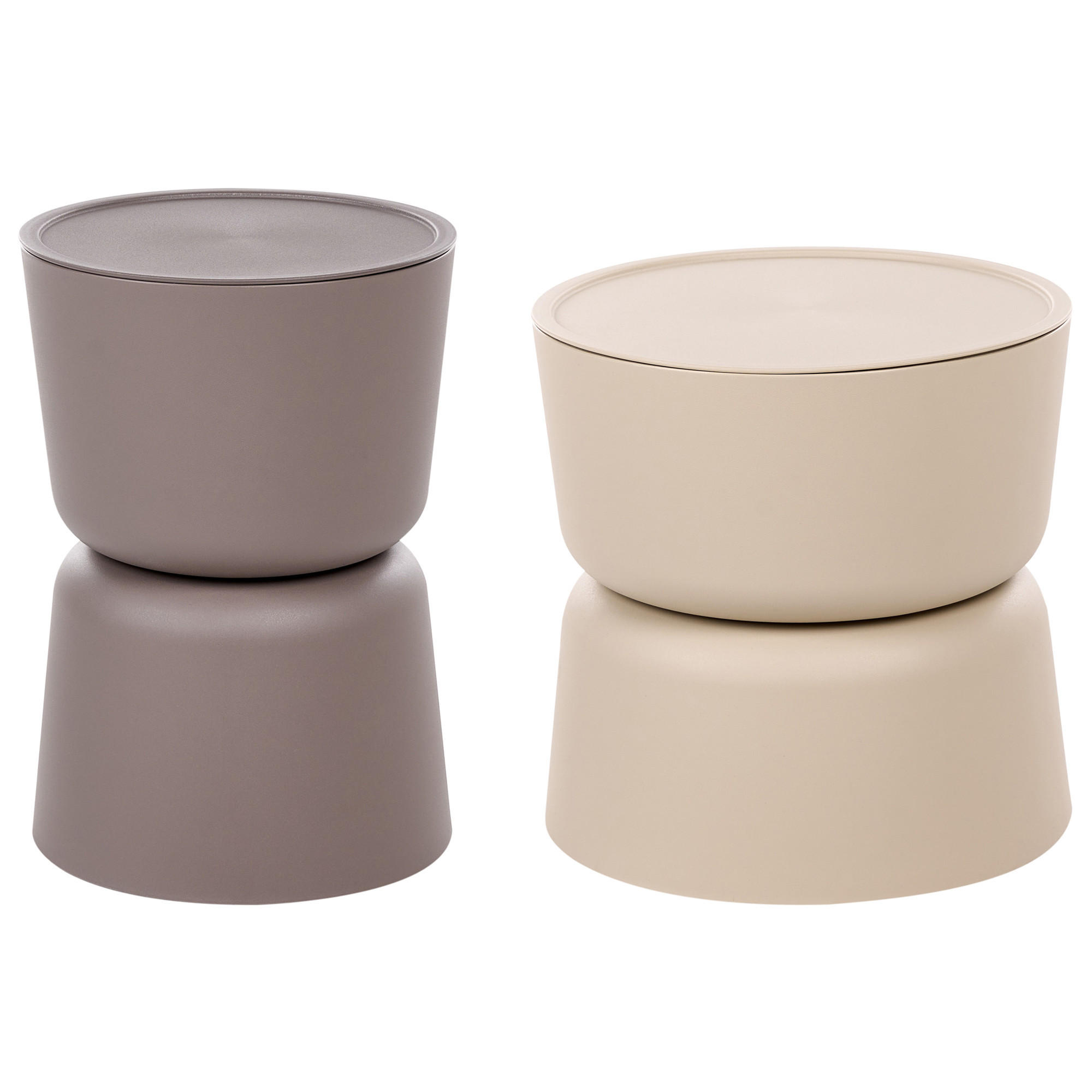BEISTELLTISCH 2er-Set 32/40 cm Braun Beige - Beige/Braun, Kunststoff (32/32/46cm) - Beliani