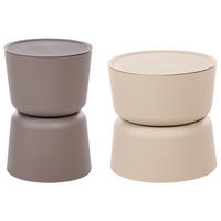 BEISTELLTISCH 2er-Set 32/40 cm Braun Beige - Beige/Braun, Kunststoff (32/32/46cm) - Beliani
