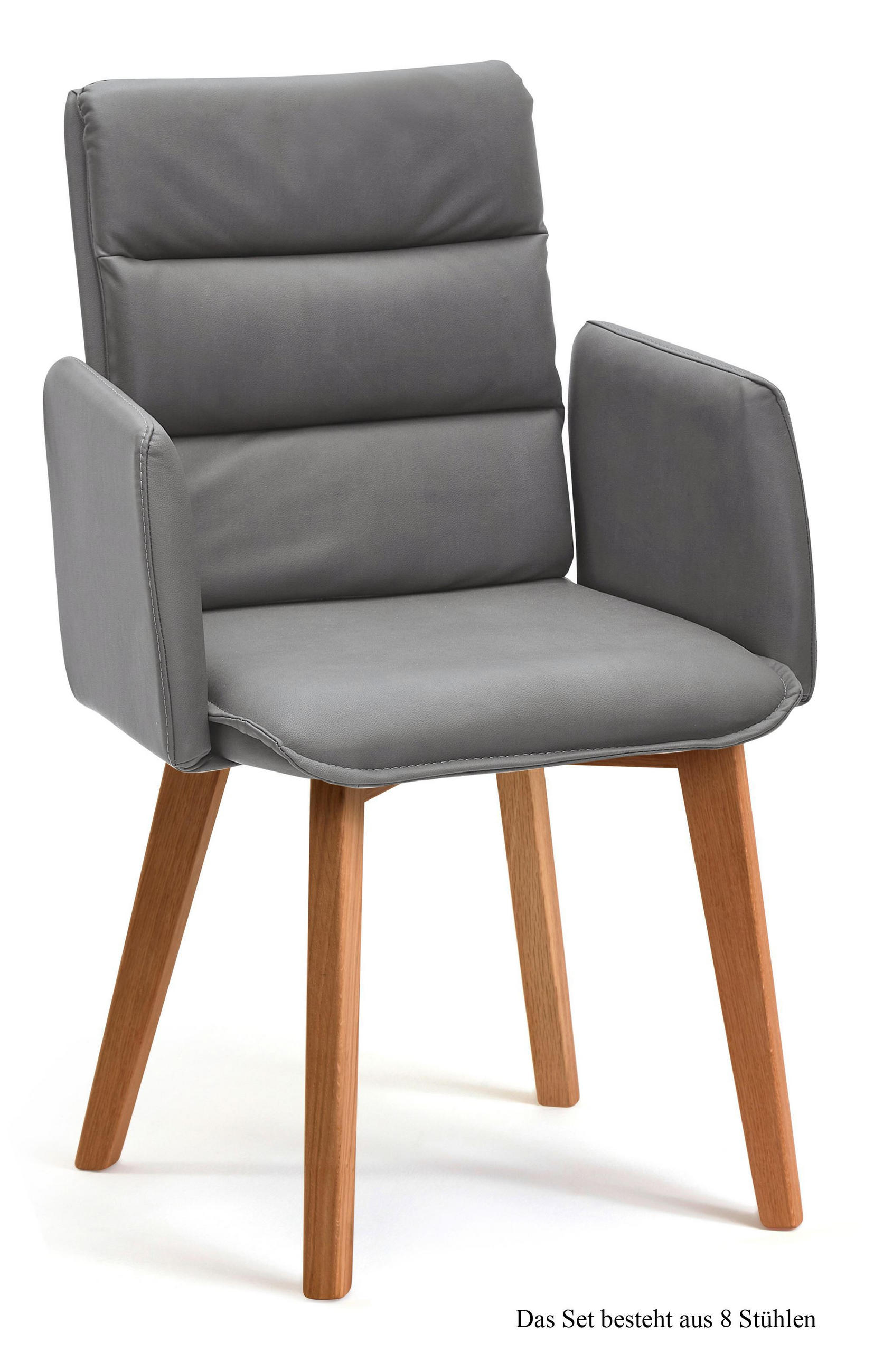 ARMLEHNSTUHL (8er-Set) Daritsa 52x92x60 Eiche geölt/Grau - Eichefarben/Grau, Kunststoff (60/92/52cm) - 58aufmkessel