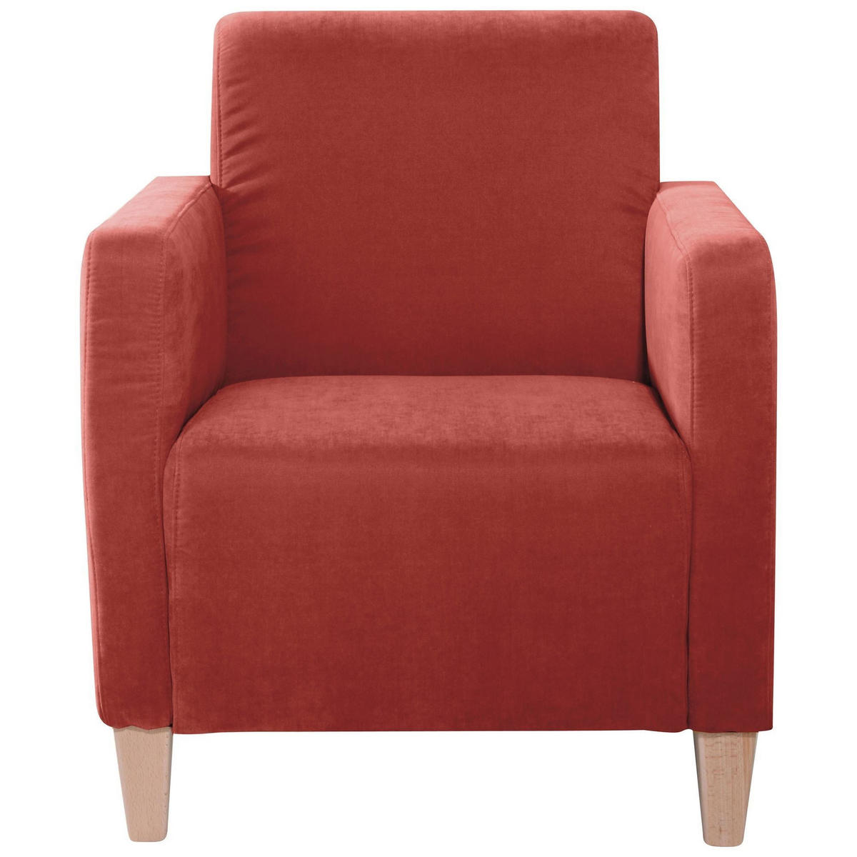 SESSEL Karol Bezug Veloursstoff Buche natur / terracotta - Rot, Kunststoff (71/81/70cm) - 58aufmkessel