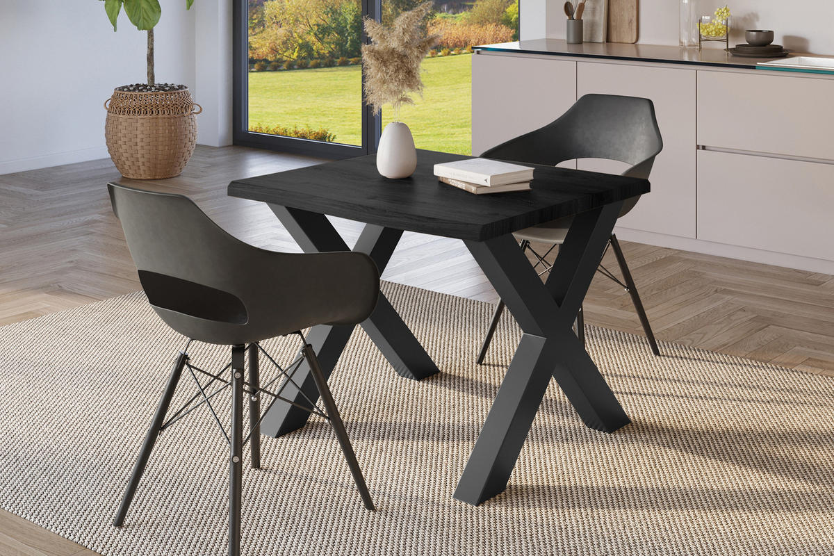 ESSTISCH JULIUS X - Dunkelgrau/Schwarz, Holz (80/80/77cm) - SAM