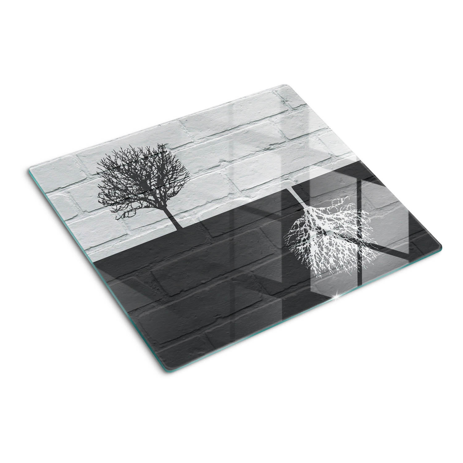 GLASPLATTE 60x52 cm Wand aus Bäumen - Weiß, Glas (60/0.4/52cm) - TULUP