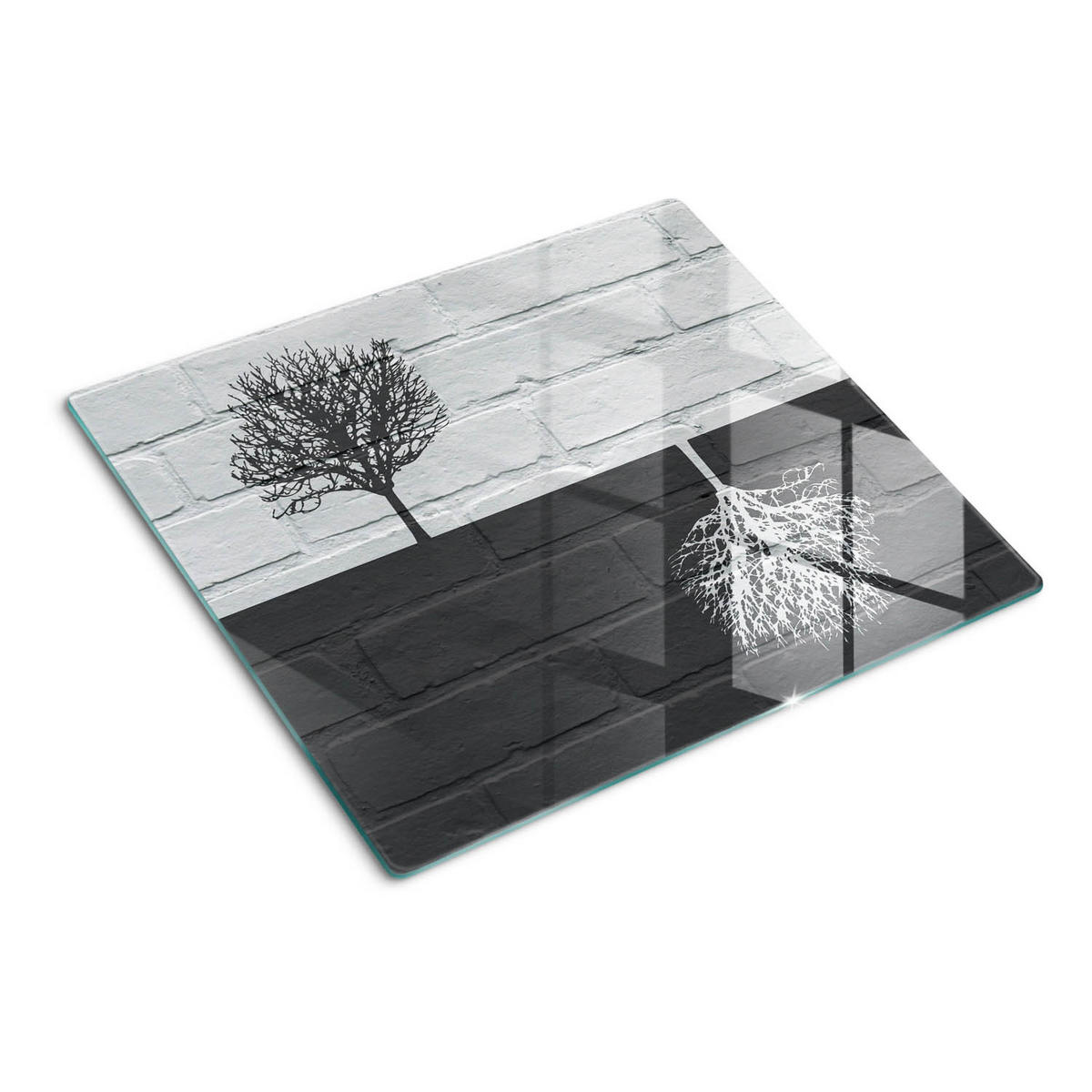 GLASPLATTE 60x52 cm Wand aus Bäumen - Weiß, Glas (60/0.4/52cm) - TULUP