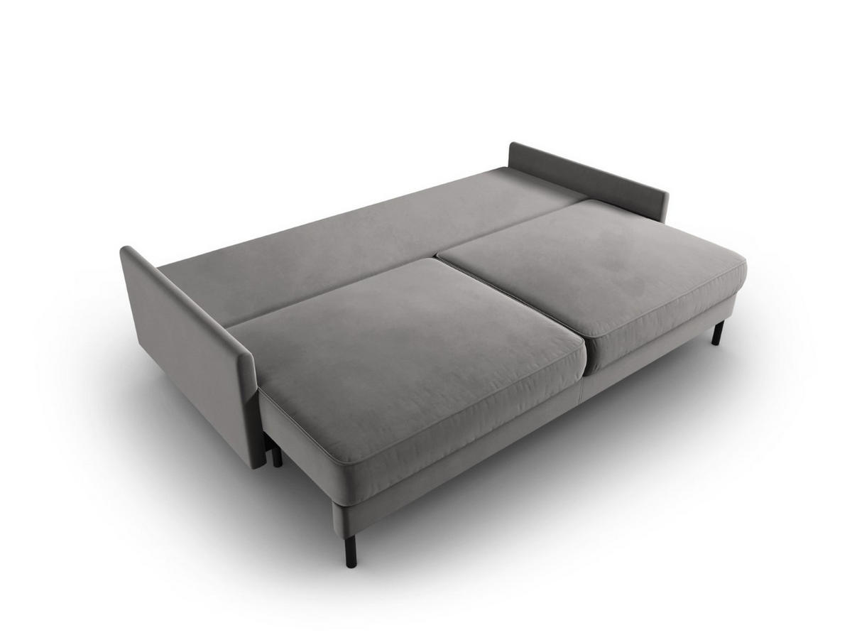 AUSKLAPPBARES-SOFA mit Bettkasten Scott aus Samt hellgrau 3 Sitzplätze - Hellgrau, Textil (97/87/212cm) - Micadoni