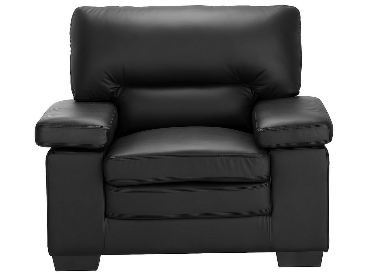 COUCHGARNITUR mit Sessel - 4 Personen - leder - schwarz Mimas - Schwarz, Leder (210/96/90cm) - Vente-Unique