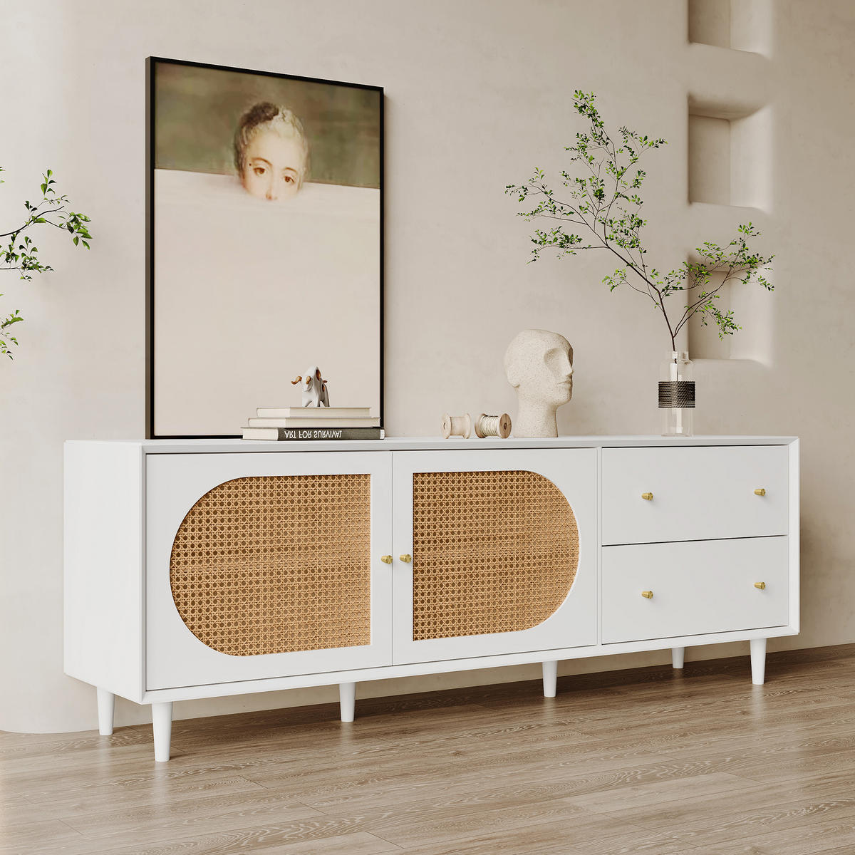 TV-SCHRANK Weiß 180/40/65 cm - Weiß, Holzwerkstoff (40/65/180cm) - Urban Meuble