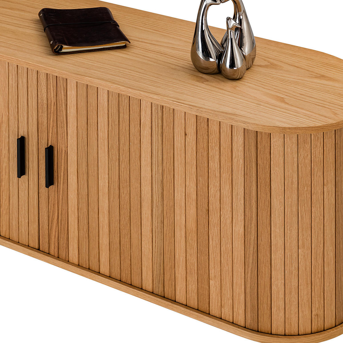 SIDEBOARD - Echtholzfurnier - Eichefarben/Schwarz, Holzwerkstoff (140/76/40cm) - home24