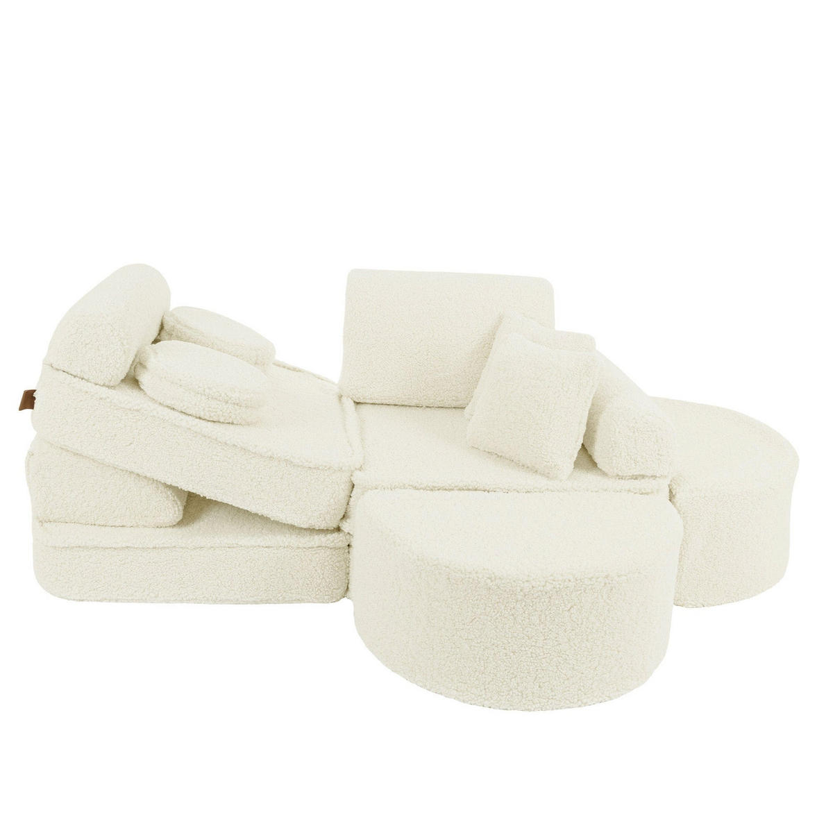 KINDERSOFA Pocket Max modular 12-tlg. aus Teddystoff in Creme - Creme, Textil (120/25/60cm) - MeowBaby
