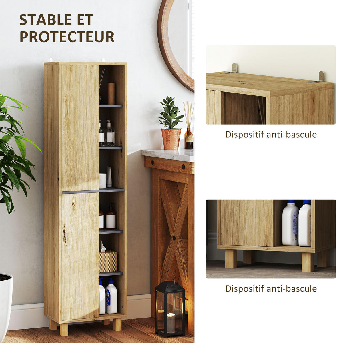 HOCHSCHRANK DE-12443 40/24/148 cm Naturholz - Naturfarben, Holzwerkstoff (24/148/40cm) - ComfortXL