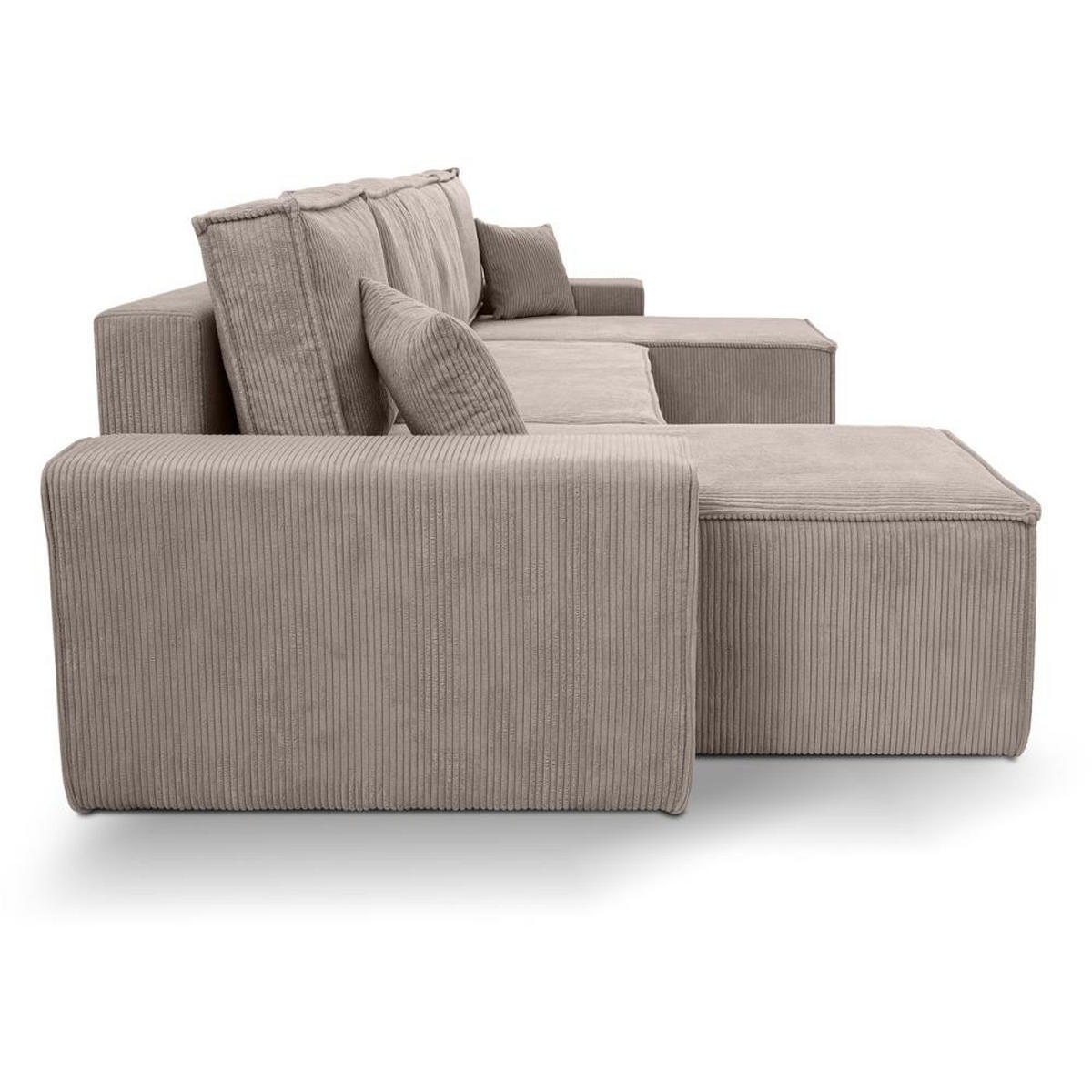 WOHNLANDSCHAFT Hektor U mit Schlaffunktion cappuccino - Cappuccino, Textil (318/94/152cm) - Beautysofa