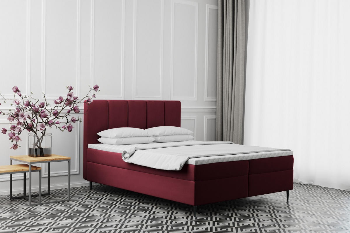 BOXBETT Mit Bettkasten Matratze ADEL Stoff Monolith Rot 120x200 cm H2-Pocket - Rot, Holz/Textil (120/200cm) - Kaiser Möbel
