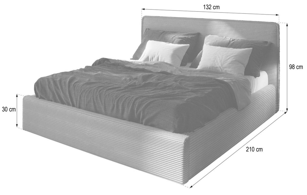 POLSTERBETT PARMA 120x200 cm mit Bettkästen - Grau - Grau, Holz/Textil - MASSENO