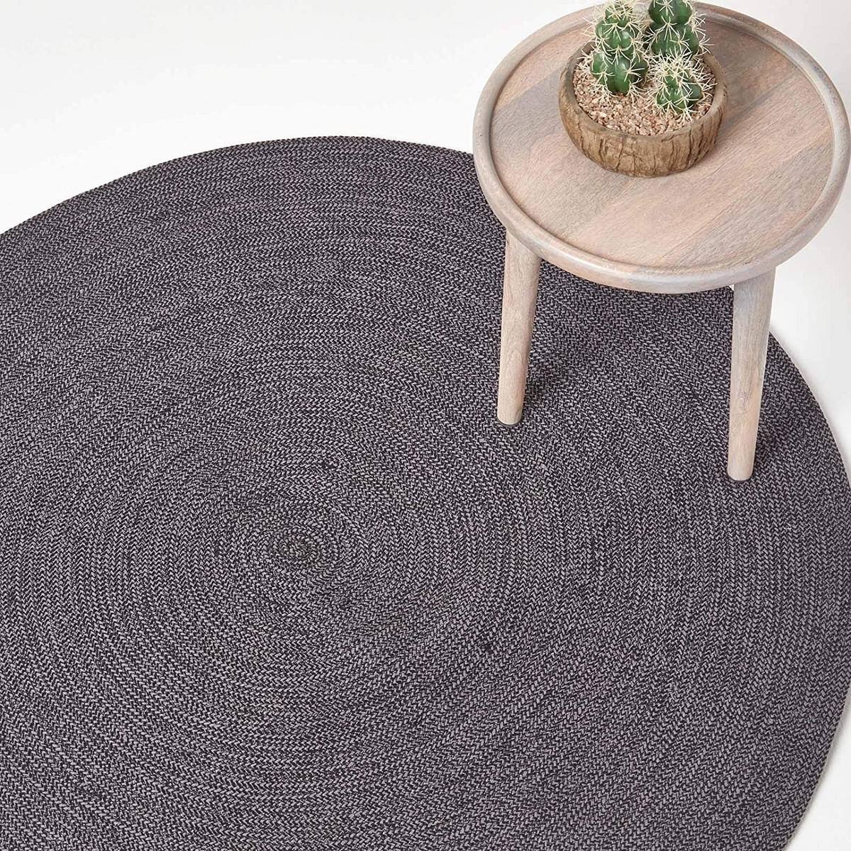 TEPPICH Melange geflochten rund 200 cm - Schwarz, Textil (200/200cm) - Homescapes